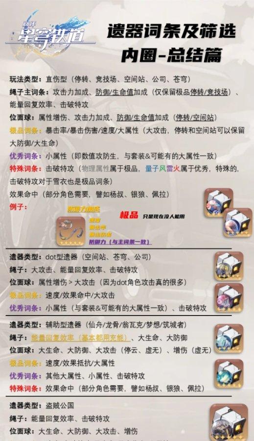 《崩坏星穹铁道》遗器词条筛选指南 遗器主副词条升级机制详解