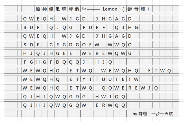 原神柠檬琴谱一览